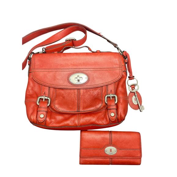 Vintage 1954 Fossil Maddox Long Live Crossbody Messenger Bag and Wallet - Picture 1 of 12